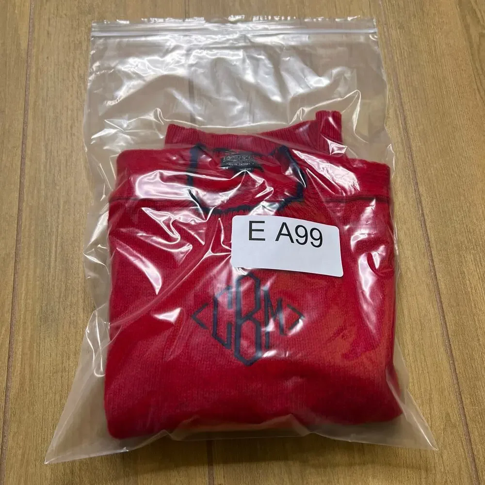Vintage Lands’ End Red Wool Sweater Womens M Monogram CBM USA‎ Classic 90s